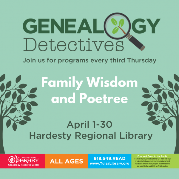 Image for event: Genealogy Detectives: Family Wisdom and Poetree